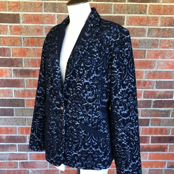 Cabi Navy Blazer, Jacquard Jacket, Sz 6 - Picture 5 of 8